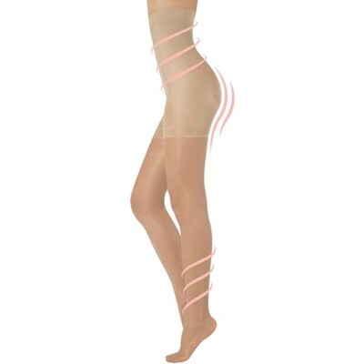 CALZITALY Meias de Coxa Alta Meias Redutoras Calça Transparente Modelador 20 DEN, natural CALZITALY Meias de Coxa Alta Meias Redutoras Calça Transparente Modelador 20 DEN, natural