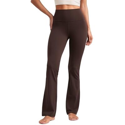 CRZ YOGA Mulheres Butterluxe cintura alta leggings sinos perna larga com bolso ioga casual 74/79/81/85 cm, Castanho Fudge quente CRZ YOGA Mulheres Butterluxe cintura alta leggings sinos perna larga com bolso ioga casual 74/79/81/85 cm, Castanho Fudge quente