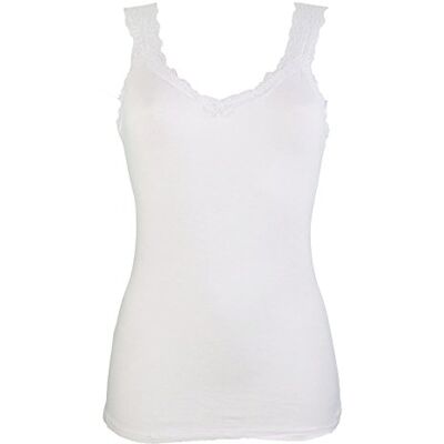 Miss Rouge Top t-shirt sem alças de renda, Branco Miss Rouge Top t-shirt sem alças de renda, Branco