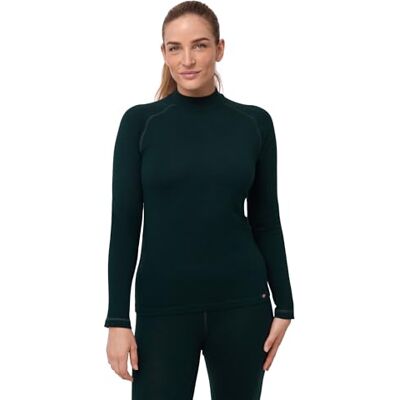 DANISH ENDURANCE T-shirt térmica de lã merino para mulher, camada base para o frio extremo, alta espessura e gramagem, Verde escuro, L DANISH ENDURANCE T-shirt térmica de lã merino para mulher, camada base para o frio extremo, alta espessura e gramagem, Verde escuro, L
