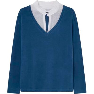 SPRINGFIELD SPRINGFILED, mulher, t-shirt de bateria com decote volante, azul médio, L, Azul marinho, L SPRINGFIELD SPRINGFILED, mulher, t-shirt de bateria com decote volante, azul médio, L, Azul marinho, L