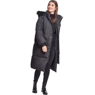 Urban Classics Ladies Oversize Faux Fur Puffer Coat casaco de mulher (embalagem de 1), Preto (branco/branco 00017), S Urban Classics Ladies Oversize Faux Fur Puffer Coat casaco de mulher (embalagem de 1), Preto (branco/branco 00017), S