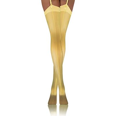 Sesto Senso Mulheres meias de liga 20 DEN costura padrão sexy, Amarelo Sesto Senso Mulheres meias de liga 20 DEN costura padrão sexy, Amarelo