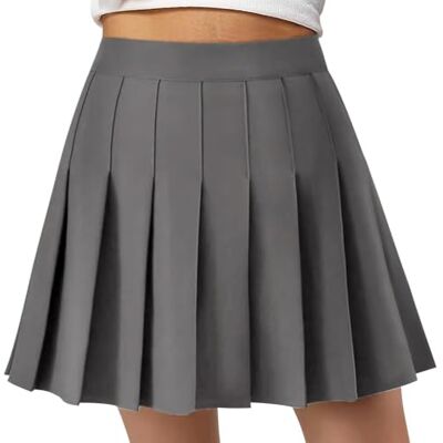 DRESHOW Mulher elástica plissada minissaia básica informal curta saia, XXL DRESHOW Mulher elástica plissada minissaia básica informal curta saia, XXL
