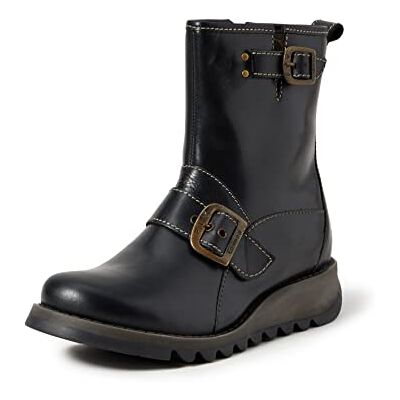 Fly London Sino525fly, botins de mulher, preto e azul marinho: Fly London Sino525fly, botins de mulher, preto e azul marinho: