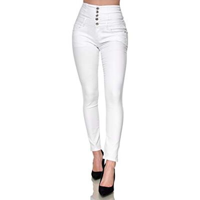 Elara Calças de ganga elásticas para mulheres cintura alta flaca Chunkyrayan, Branco granada, 38 Slim Elara Calças de ganga elásticas para mulheres cintura alta flaca Chunkyrayan, Branco granada, 38 Slim