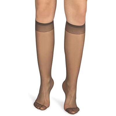 NOQ Meias até aos joelhos para mulher, monocromático, 15 DEN, estilo casual, sem pressão, semimate transparente, com parte superior confortável, dois pares, tamanho único, lyon, tamanho único NOQ Meias até aos joelhos para mulher, monocromático, 15 DEN, estilo casual, sem pressão, semimate transparente, com parte superior confortável, dois pares, tamanho único, lyon, tamanho único