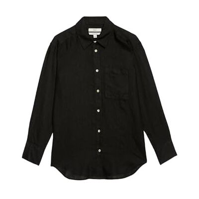 Marks & Spencer Camisa Girlfriend folgada de linho puro para mulher Marks & Spencer Camisa Girlfriend folgada de linho puro para mulher