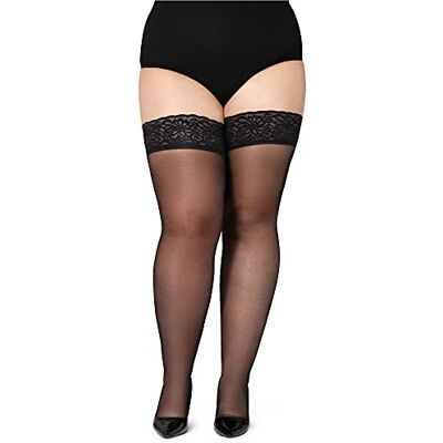 Bellivalini Meias autocolantes com renda Plus Size mulher 40 DEN BLV-1127 (preto, 3XL) Bellivalini Meias autocolantes com renda Plus Size mulher 40 DEN BLV-1127 (preto, 3XL)