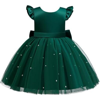 Lito Angels Vestido de dama de honra de casamento roupa de Natal festa elegante com pérola para, meninas pequenas e meninas, Verde azulado Lito Angels Vestido de dama de honra de casamento roupa de Natal festa elegante com pérola para, meninas pequenas e meninas, Verde azulado