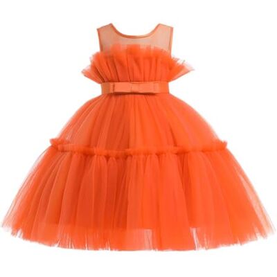 Lito Angels Vestido de dama de honra de casamento vestido de festa elegante para meninas pequenas, preto/verde claro/branco/amarelo/rosa, Laranja Lito Angels Vestido de dama de honra de casamento vestido de festa elegante para meninas pequenas, preto/verde claro/branco/amarelo/rosa, Laranja