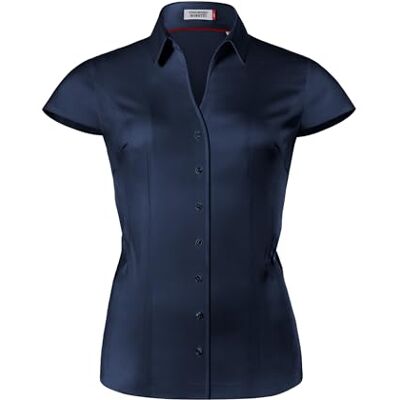 Vincenzo Boretti Blusa, Modern-fit/corte ligeiramente mais estreito, gola camisa, manga curta fácil de passar a ferro, 3-azul-escuro Vincenzo Boretti Blusa, Modern-fit/corte ligeiramente mais estreito, gola camisa, manga curta fácil de passar a ferro, 3-azul-escuro