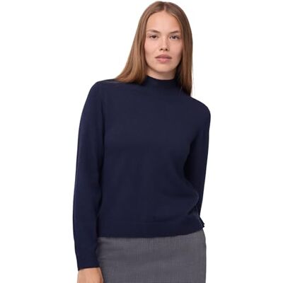 DANISH ENDURANCE Camisola de lã Merino com mistura de caxemira para mulher, camisolas de malha de pescoço cisne luxuosamente macia, Azul escuro, L DANISH ENDURANCE Camisola de lã Merino com mistura de caxemira para mulher, camisolas de malha de pescoço cisne luxuosamente macia, Azul escuro, L