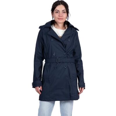 Breizh Ocean Capa de chuva mulher Trench para chuva, de XS a 3XL, marca francesa CARNAC, Gabardina mulher com capuz removível, casaco disponível em tamanhos grandes, Azul Marinho, S Breizh Ocean Capa de chuva mulher Trench para chuva, de XS a 3XL, marca francesa CARNAC, Gabardina mulher com capuz removível, casaco disponível em tamanhos grandes, Azul Marinho, S