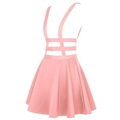 EXCHIC Mulheres cosplay cintura elástica cintura alta sino mini saia com alça de ombro, Rosa, M EXCHIC Mulheres cosplay cintura elástica cintura alta sino mini saia com alça de ombro, Rosa, M