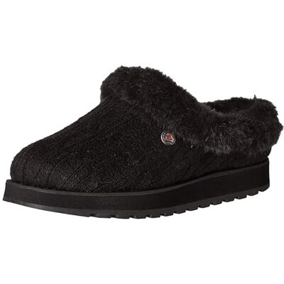 Skechers Keepsakes Ice Angel, chinelos mulher, Black Cable Knit Sweater Fur Trim, 41 UE Skechers Keepsakes Ice Angel, chinelos mulher, Black Cable Knit Sweater Fur Trim, 41 UE