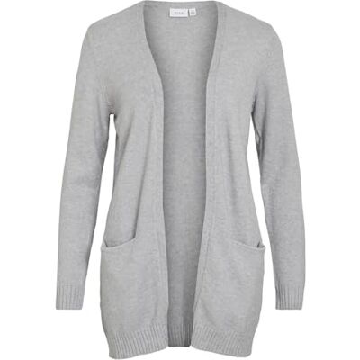 Vila Clothes Viril L/s Open Knit Cardigã Noos, casaco de malha para mulher, cinzento (Light Grey Melange), tamanho 40 (Tamanho do fabricante: G Vila Clothes Viril L/s Open Knit Cardigã Noos, casaco de malha para mulher, cinzento (Light Grey Melange), tamanho 40 (Tamanho do fabricante: G