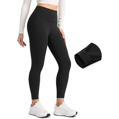 CRZ YOGA Leggings para mulheres com forro polar cintura alta salão Yoga treino inverno quentes 64cm/71cm, Preto CRZ YOGA Leggings para mulheres com forro polar cintura alta salão Yoga treino inverno quentes 64cm/71cm, Preto