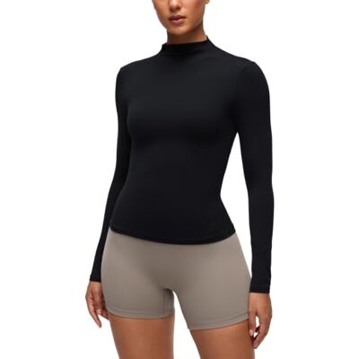 CRZ YOGA Softembrace Blusas justas macias de manga comprida com gola alta para mulher Entrenamiento, Ultra Suave, Ceñido, Longitud Cintura, Camisas para Mujer CRZ YOGA Softembrace Blusas justas macias de manga comprida com gola alta para mulher Entrenamiento, Ultra Suave, Ceñido, Longitud Cintura, Camisas para Mujer