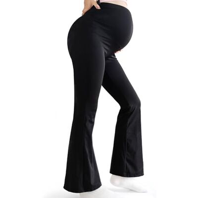 Bestele Premamá Calças, leggings de maternidade sobre a barriga mulher, cintura alta campeada calças de ioga pretas, XL Bestele Premamá Calças, leggings de maternidade sobre a barriga mulher, cintura alta campeada calças de ioga pretas, XL