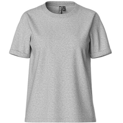 PIECES Pcria SS Fold Up tee Noos t-shirt para mulher, cinza PIECES Pcria SS Fold Up tee Noos t-shirt para mulher, cinza