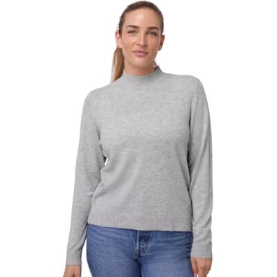 DANISH ENDURANCE Camisola de Lã Merino com Mistura de Caxemira para Mulher, Suéteres de Malha de Pescoço Gola Redonda, Luxuosamente Suave, Cinza clara DANISH ENDURANCE Camisola de Lã Merino com Mistura de Caxemira para Mulher, Suéteres de Malha de Pescoço Gola Redonda, Luxuosamente Suave, Cinza clara