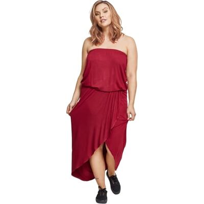 Urban Classics Vestido Ladies Viscose Bandeau para mulher, vestido comprido preto 95% viscose, 5% elastano, Borgonha Urban Classics Vestido Ladies Viscose Bandeau para mulher, vestido comprido preto 95% viscose, 5% elastano, Borgonha