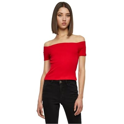 Urban Classics T-shirt Feminina de Ombro ao Ar Manga Curta Preta Regular, Rede de incêndios Urban Classics T-shirt Feminina de Ombro ao Ar Manga Curta Preta Regular, Rede de incêndios
