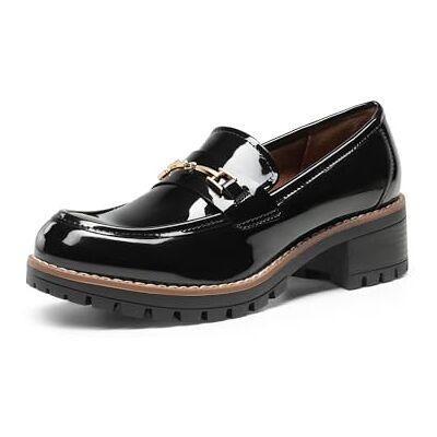 DREAM PAIRS Mocassins para mulher, com plataforma, confortáveis, sem cordões, elegantes, informais, de negócios, preto e azul marinho: DREAM PAIRS Mocassins para mulher, com plataforma, confortáveis, sem cordões, elegantes, informais, de negócios, preto e azul marinho: