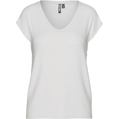 PIECES T-shirt para mulher Lurex Stripes Noos, Branco (Bright White Detail: ouro Lurex) PIECES T-shirt para mulher Lurex Stripes Noos, Branco (Bright White Detail: ouro Lurex)