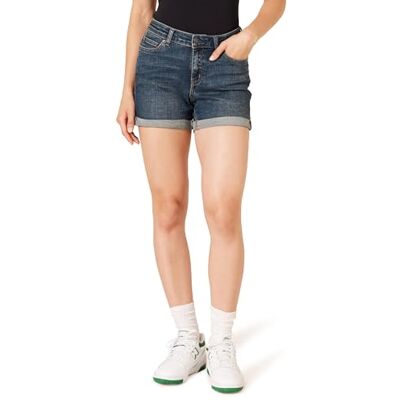 Amazon Essentials Shorts Calças de ganga ajustadas, médio de 10,2 cm, mulher, tecido escuro, 38 Amazon Essentials Shorts Calças de ganga ajustadas, médio de 10,2 cm, mulher, tecido escuro, 38