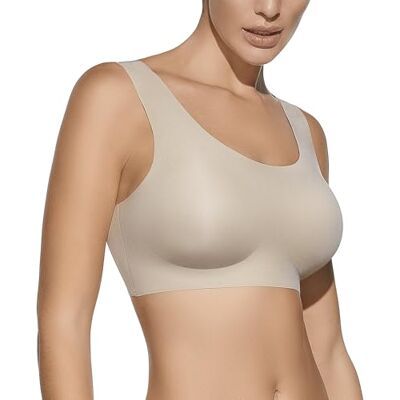 Selene , Sutiã decote em U para mulher, sem costuras e aros, com enchimento removível, coleção , Terra, M Selene , Sutiã decote em U para mulher, sem costuras e aros, com enchimento removível, coleção , Terra, M