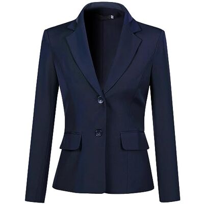 YYNUDA Blazer Casaco de verão para mulher, corte ajustado, elegante, para escritório, azul YYNUDA Blazer Casaco de verão para mulher, corte ajustado, elegante, para escritório, azul