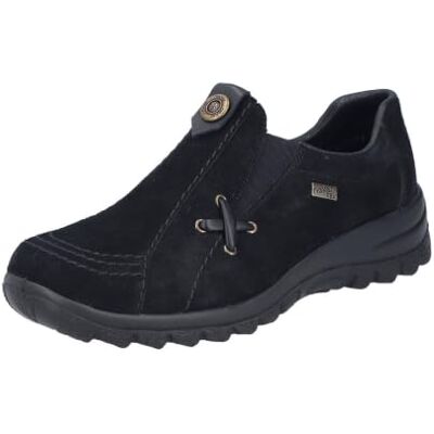 Rieker Emilia Womens Casual Suede Slip On Loafers, Preto, 38 UE Rieker Emilia Womens Casual Suede Slip On Loafers, Preto, 38 UE
