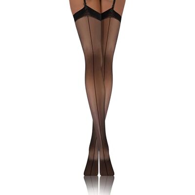 Sesto Senso Mulheres meias de liga 20 DEN costura padrão sexy M-L 3/4 preto Sesto Senso Mulheres meias de liga 20 DEN costura padrão sexy M-L 3/4 preto