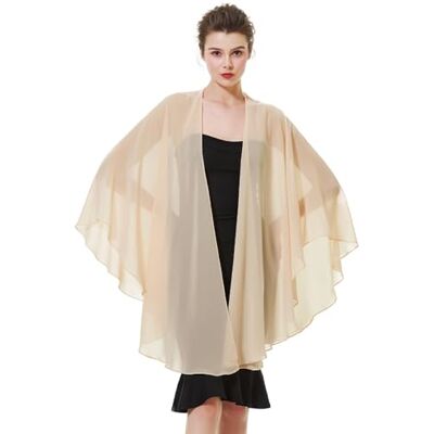 BEAUTELICATE Xaile mulher festa capa poncho gaze estola para casamento elegante suave leve xaile verão primavera, Champanhe, Tamanho único BEAUTELICATE Xaile mulher festa capa poncho gaze estola para casamento elegante suave leve xaile verão primavera, Champanhe, Tamanho único