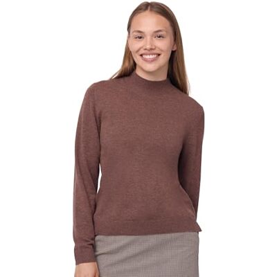 DANISH ENDURANCE Camisola de lã Merino com mistura de caxemira para mulher, camisolas de malha de pescoço cisne luxuosamente macia, Castanho, L DANISH ENDURANCE Camisola de lã Merino com mistura de caxemira para mulher, camisolas de malha de pescoço cisne luxuosamente macia, Castanho, L