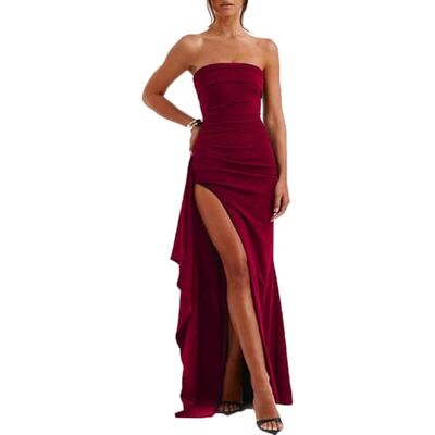 JYIXXZX Vestido comprido mulher sexy maxi vestido sem mangas com abertura alta elegante vestidos de festa sem alças Bodycon Slim Fit Formal verão para cocktail casamento convidado noite clube JYIXXZX Vestido comprido mulher sexy maxi vestido sem mangas com abertura alta elegante vestidos de festa sem alças Bodycon Slim Fit Formal verão para cocktail casamento convidado noite clube