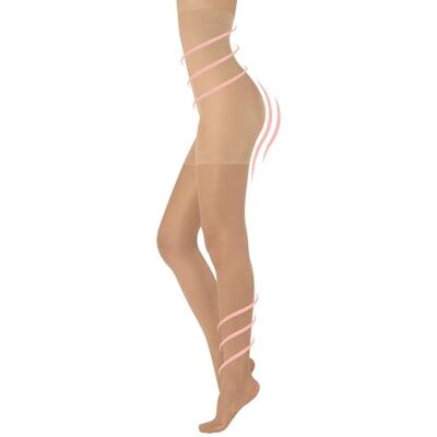 CALZITALY Meias de Cintura Alta Meias Redutoras Calça Transparente Modelador 20 DEN, Soleil CALZITALY Meias de Cintura Alta Meias Redutoras Calça Transparente Modelador 20 DEN, Soleil