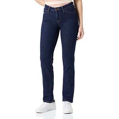 Lee Marion Straight, calças de ganga para mulher, azul (Solid Blue), 30W / 33L Lee Marion Straight, calças de ganga para mulher, azul (Solid Blue), 30W / 33L