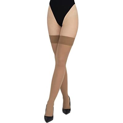 LORES Meias opacas 60 DEN sem suporte, meias altas acima do joelho, meias sexy de silicone, Vison LORES Meias opacas 60 DEN sem suporte, meias altas acima do joelho, meias sexy de silicone, Vison