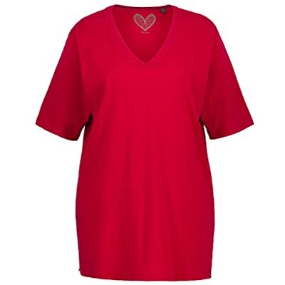 Ulla Popken T-shirt com decote em V, Camiseta, Fosco para Mulher Ulla Popken T-shirt com decote em V, Camiseta, Fosco para Mulher