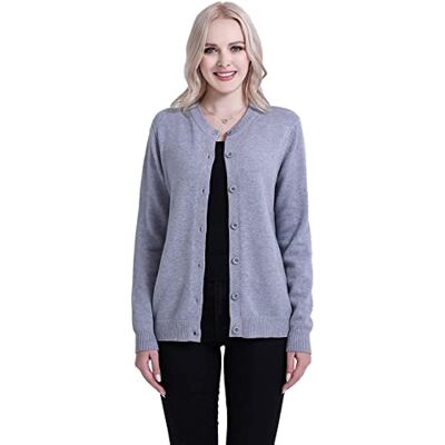 SMILING PINKER Cardigan de manga comprida mulher sólido básico camisola de malha, cinzento SMILING PINKER Cardigan de manga comprida mulher sólido básico camisola de malha, cinzento