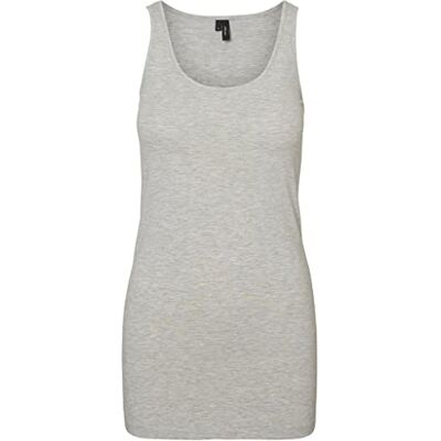 VERO MODA Vmmaxi My Soft Long Tank Top Noos t-shirt sem mangas para mulher, Cinzento claro, Pequeno VERO MODA Vmmaxi My Soft Long Tank Top Noos t-shirt sem mangas para mulher, Cinzento claro, Pequeno