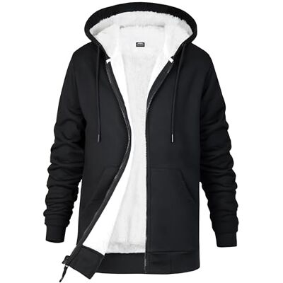 CityComfort Camisolas com capuz para mulher, camisola de inverno com fecho de correr, casaco forro polar macio e confortável, tamanhos S-XL, Preto, Unissexo médio CityComfort Camisolas com capuz para mulher, camisola de inverno com fecho de correr, casaco forro polar macio e confortável, tamanhos S-XL, Preto, Unissexo médio
