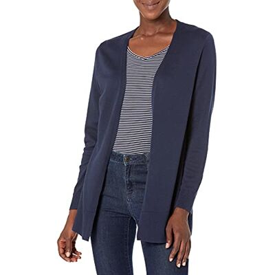 Amazon Essentials Cardigan de frente aberta, blusa de malha para mulher, Azul (Navy Navy), Médio Amazon Essentials Cardigan de frente aberta, blusa de malha para mulher, Azul (Navy Navy), Médio
