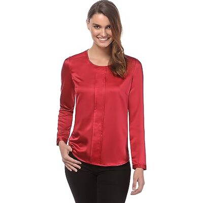 Vincenzo Boretti Blusa, ajuste ligeiramente ajustado, gola redonda, 1-vinho-tinto, L Vincenzo Boretti Blusa, ajuste ligeiramente ajustado, gola redonda, 1-vinho-tinto, L