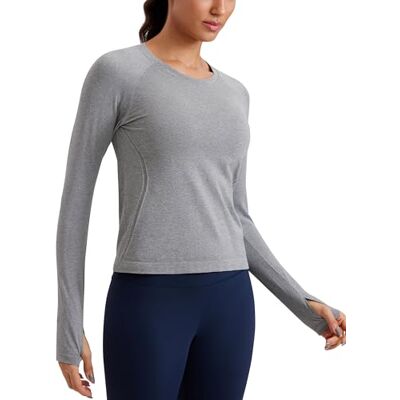CRZ YOGA Mulheres Sem Costura de Elástico Exercício Camisas de Manga Longa Secagem Rápida CRZ YOGA Mulheres Sem Costura de Elástico Exercício Camisas de Manga Longa Secagem Rápida