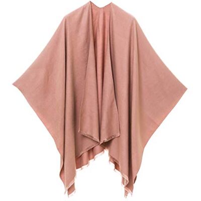 MELIFLUOS DESIGNED IN SPAIN Poncho estola capa para mulher: Xale elegante para primavera outono e inverno, ROSA, Tamanho único MELIFLUOS DESIGNED IN SPAIN Poncho estola capa para mulher: Xale elegante para primavera outono e inverno, ROSA, Tamanho único
