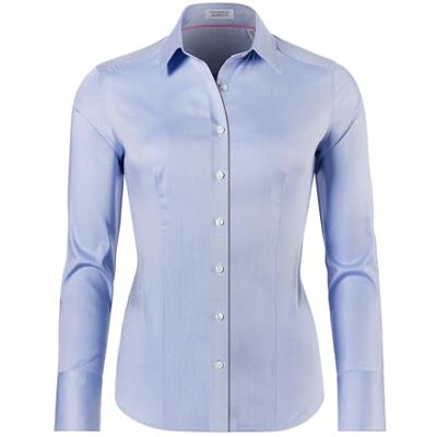 Vincenzo Boretti Camisa de mulher, corte ligeiramente mais estreito, 100% algodão, manga comprida, lisa, fácil de passar a ferro, gola Kent, elegante e clássica Vincenzo Boretti Camisa de mulher, corte ligeiramente mais estreito, 100% algodão, manga comprida, lisa, fácil de passar a ferro, gola Kent, elegante e clássica